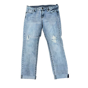 Kut from the Kloth Catherine Stretch hi Rise Cuffed Boyfriend Jeans Distressed